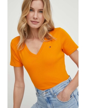 Tommy Hilfiger t-shirt bawełniany damski kolor pomarańczowy WW0WW40584