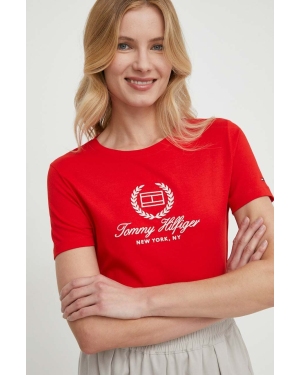 Tommy Hilfiger t-shirt bawełniany damski kolor czerwony WW0WW41761