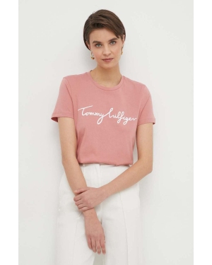 Tommy Hilfiger t-shirt bawełniany damski kolor różowy WW0WW41674
