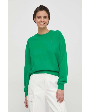 Tommy Hilfiger bluza bawełniana damska kolor zielony gładka WW0WW41246