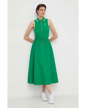 Tommy Hilfiger sukienka kolor zielony midi rozkloszowana