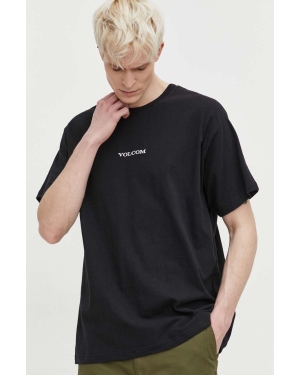 Volcom t-shirt bawełniany męski kolor czarny z aplikacją