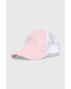 Von Dutch czapka z daszkiem kolor różowy z aplikacją