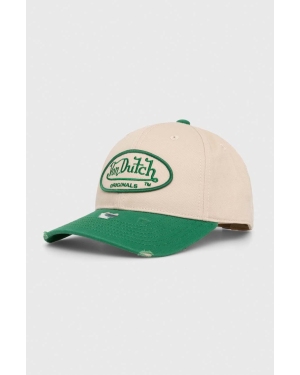 Von Dutch czapka z daszkiem bawełniana kolor zielony z aplikacją