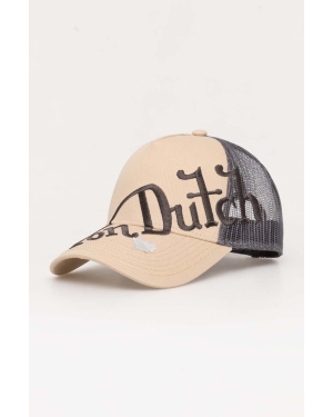 Von Dutch czapka z daszkiem kolor beżowy wzorzysta