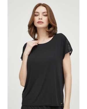 Calvin Klein Underwear t-shirt piżamowy damski kolor czarny koronkowa