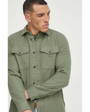 G-Star Raw koszula bawełniana męska kolor zielony regular z kołnierzykiem klasycznym