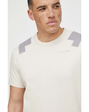 G-Star Raw t-shirt bawełniany męski kolor beżowy gładki
