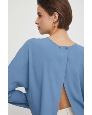 Sisley bluzka damska kolor niebieski gładka
