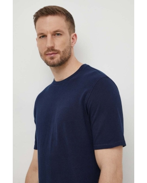 Sisley t-shirt bawełniany męski kolor granatowy gładki