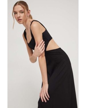 Superdry sukienka kolor czarny midi rozkloszowana