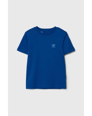 adidas Originals t-shirt bawełniany dziecięcy kolor niebieski gładki