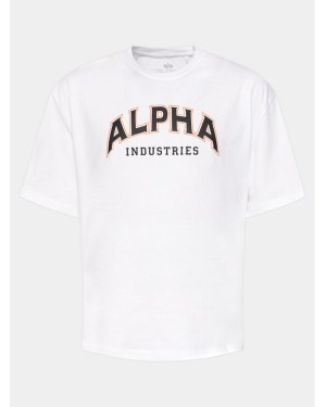Alpha Industries T-Shirt College 146501 Biały Relaxed Fit