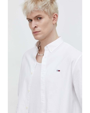 Tommy Jeans koszula bawełniana męska kolor biały regular z kołnierzykiem button-down