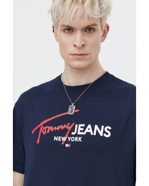 Tommy Jeans t-shirt bawełniany męski kolor granatowy z nadrukiem DM0DM18572