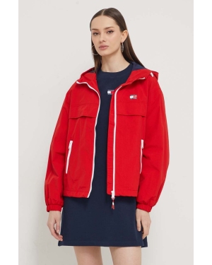 Tommy Jeans kurtka damska kolor czerwony przejściowa