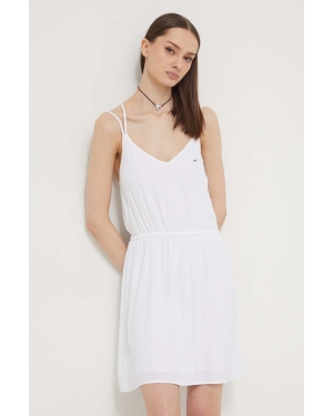 Tommy Jeans sukienka kolor biały mini prosta DW0DW17936