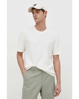 Abercrombie & Fitch t-shirt męski kolor beżowy gładki
