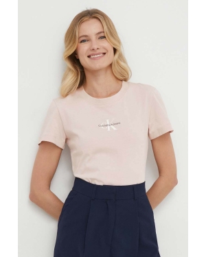 Calvin Klein Jeans t-shirt bawełniany damski kolor różowy