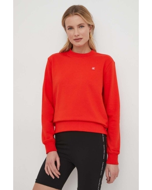 Calvin Klein Jeans bluza damska kolor czerwony gładka