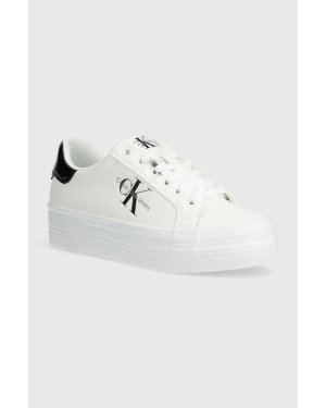 Calvin Klein Jeans sneakersy BOLD VULC FLATF LACE LTH MET kolor biały YW0YW01393