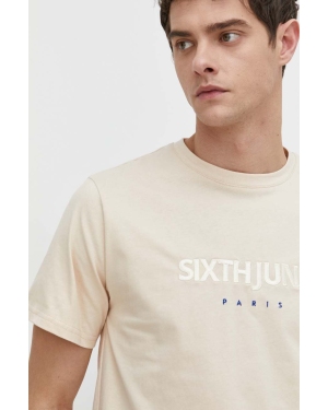 Sixth June t-shirt bawełniany męski kolor beżowy z aplikacją
