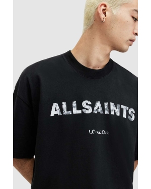 AllSaints t-shirt bawełniany FLOCKER męski kolor czarny z nadrukiem
