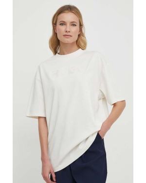 HUGO t-shirt bawełniany damski kolor beżowy 50514524
