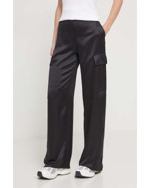 HUGO spodnie damskie kolor czarny szerokie high waist