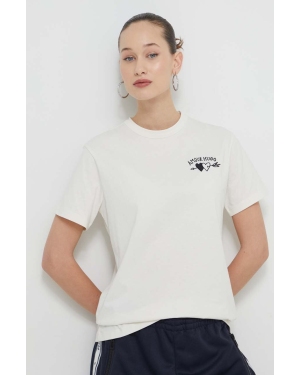 HUGO t-shirt bawełniany damski kolor beżowy