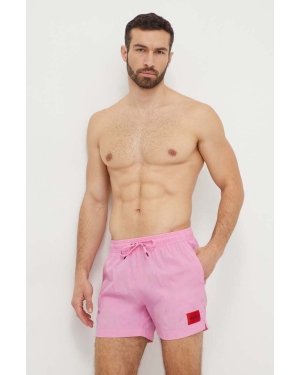 HUGO szorty kąpielowe kolor różowy