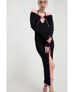 Versace Jeans Couture sukienka kolor czarny midi dopasowana