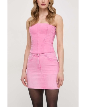 Patrizia Pepe spódnica jeansowa kolor różowy mini prosta 8G0367 D056