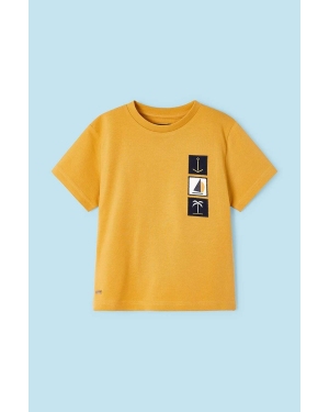 Mayoral t-shirt dziecięcy kolor żółty z nadrukiem