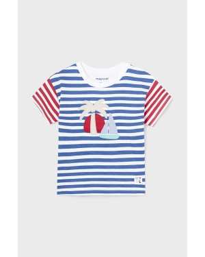 Mayoral t-shirt bawełniany niemowlęcy kolor niebieski wzorzysty
