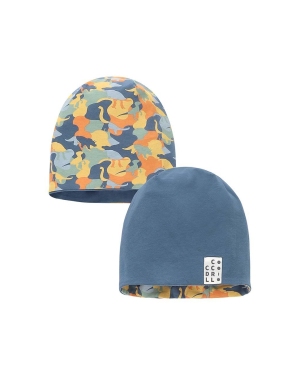 Coccodrillo czapka dwustronna dziecięca kolor niebieski z cienkiej dzianiny