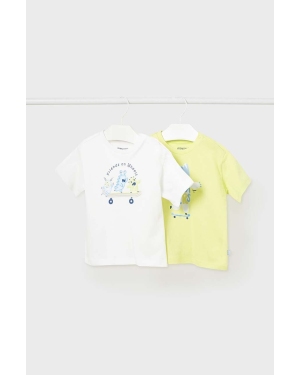 Mayoral t-shirt bawełniany niemowlęcy 2-pack kolor zielony z nadrukiem