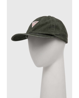 Guess Originals czapka z daszkiem bawełniana kolor zielony z aplikacją