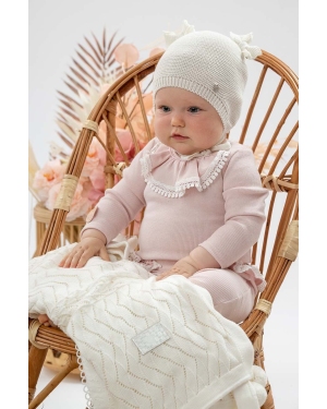 Jamiks czapka bawełniana niemowlęca AKAB kolor biały z cienkiej dzianiny bawełniana