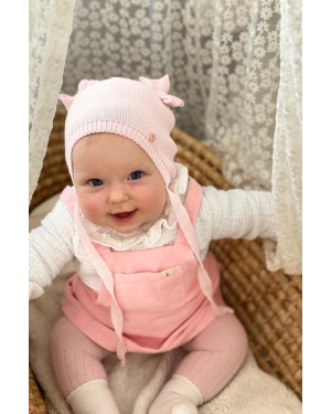 Jamiks czapka bawełniana niemowlęca AKAB kolor różowy z cienkiej dzianiny bawełniana