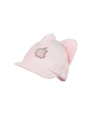 Jamiks czapka z daszkiem bawełniana dziecięca ANTOINETTE kolor różowy z aplikacją