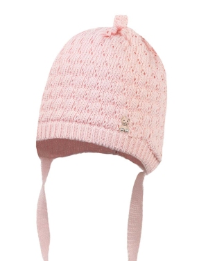 Jamiks czapka bawełniana niemowlęca HADLEY kolor różowy bawełniana