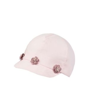 Jamiks czapka z daszkiem bawełniana dziecięca LUCIE kolor różowy z aplikacją