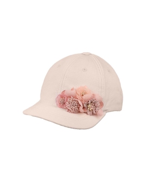 Jamiks czapka z daszkiem bawełniana dziecięca ODETTE kolor różowy z aplikacją