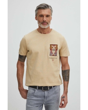 Medicine t-shirt bawełniany kolor beżowy z nadrukiem