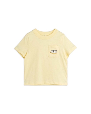 Mini Rodini t-shirt bawełniany dziecięcy Jogging kolor żółty z nadrukiem