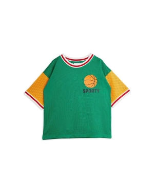 Mini Rodini t-shirt dziecięcy Basket kolor zielony z nadrukiem