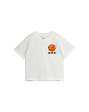 Mini Rodini t-shirt bawełniany dziecięcy Basketball kolor biały wzorzysty