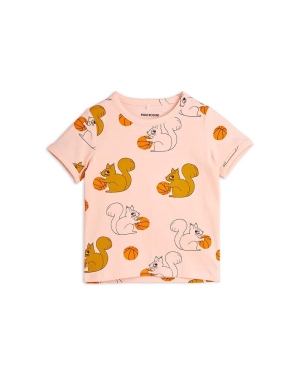 Mini Rodini t-shirt dziecięcy Squirrel kolor różowy wzorzysty