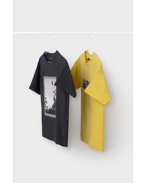 Mayoral t-shirt bawełniany dziecięcy 2-pack kolor czarny z nadrukiem